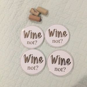 Wine not gold white ceramic coasters